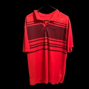 Nike Golf Dri-Fit Dry Fit Red Striped Polo Shirt XL
